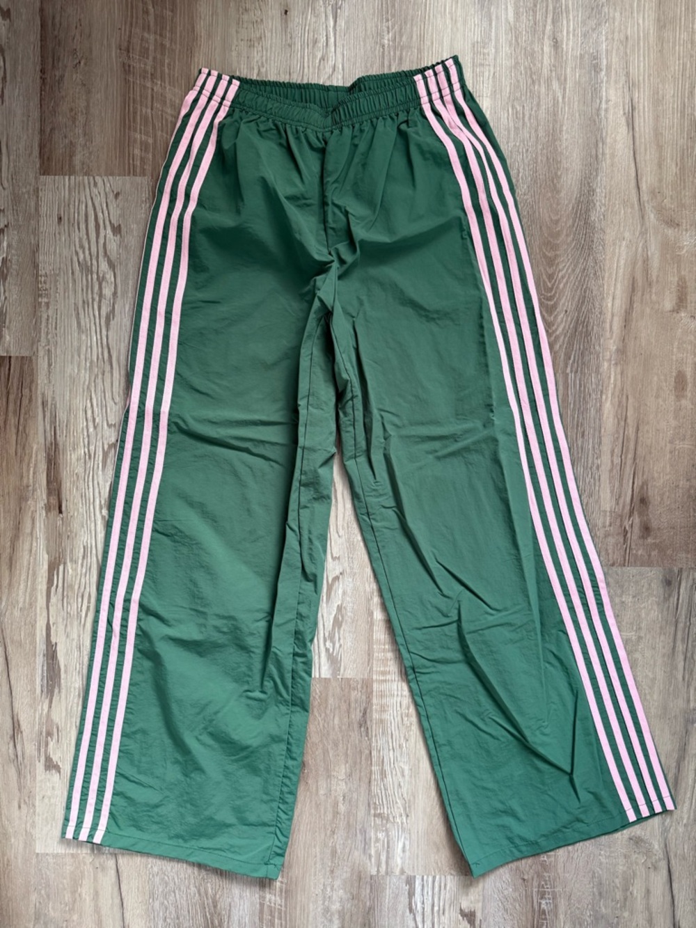SHEIN Green Track Pants with Pink Side Stripes
